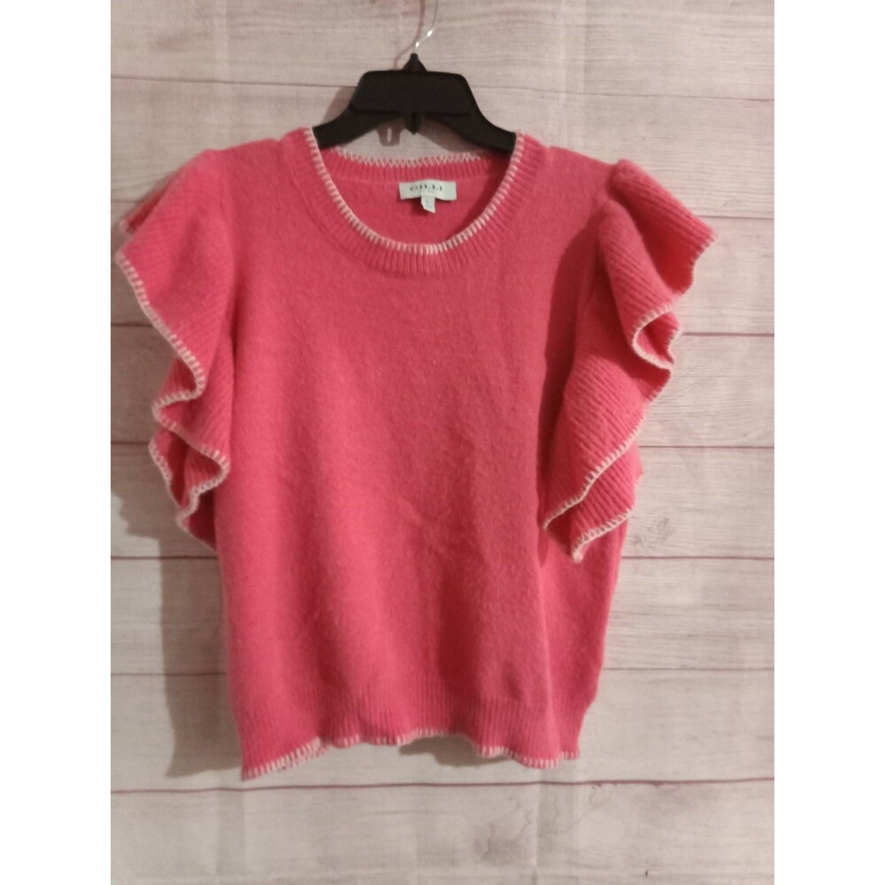 Gilli Summer Knit Sweater Women’s Size Large Crewneck Short Sleeve Pink Top